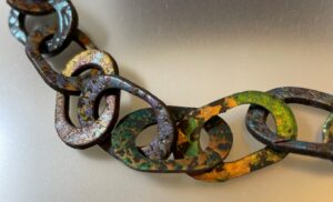 Close up of hammered metal